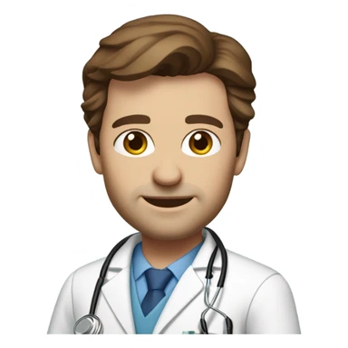 A brown haired blue eyed doctor mid 40s medium build sticker