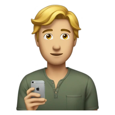 man looking at iphone 15 sticker