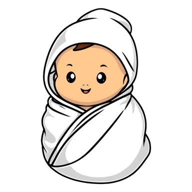 tanned baby swaddled in a white blanket sticker