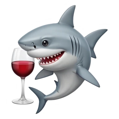 shark holding glass of wine sticker