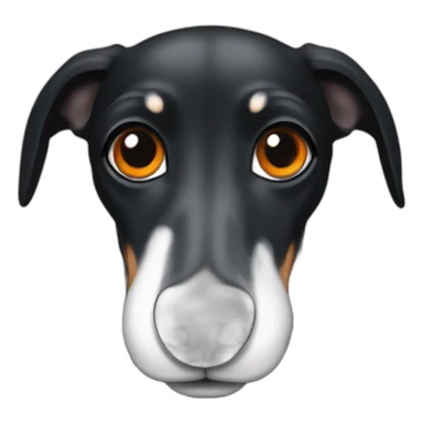 black baby greyhound head with orange eyes sticker