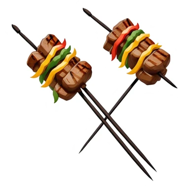 Inner Mongolia lamb skewers with cumin, simplified emoji style with bold outlines and bright colors, cartoon style grilled meat on sticks sticker