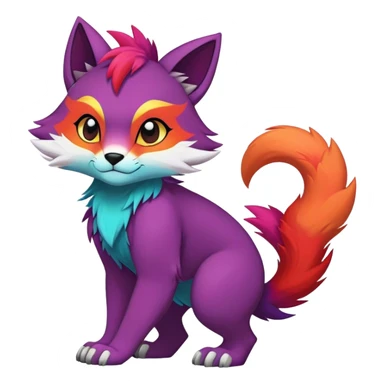 Edgy colorful anthro fursona Fakemon sticker