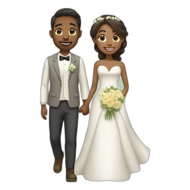 young couple trekking wedding sticker