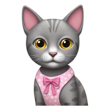 grey cat in pink dotted dress sticker