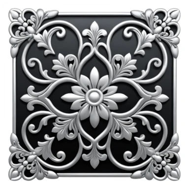 Black and silver filigree corner, 3D, extremely detailed design sticker