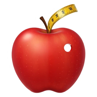 apple with a measuring tape sticker