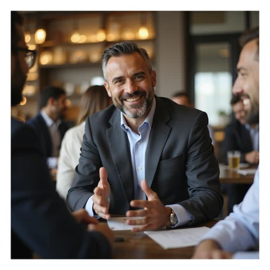 indian businessman encouraging customers sticker