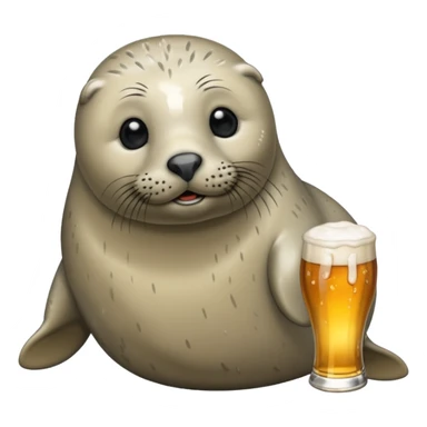 создай серого тюленя с пивом  sticker