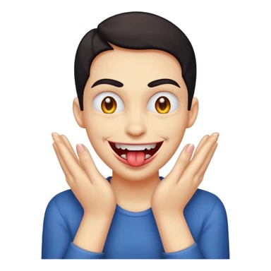 evil grin rubbing hands together with tongue out  sticker