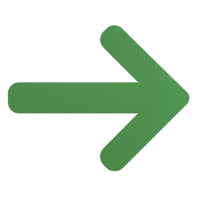 green arrow, flat color icon style, minimal and bold sticker