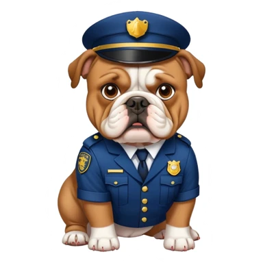 english bulldog wearing a security uniform sticker