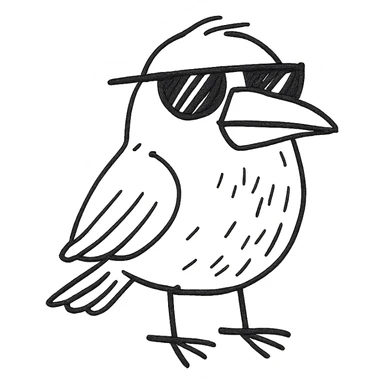 black bird with sunglasses and orange beak sticker