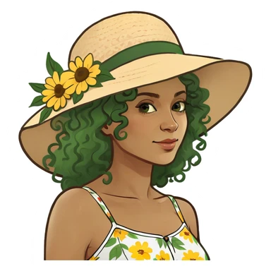 woman with curly hair sticker