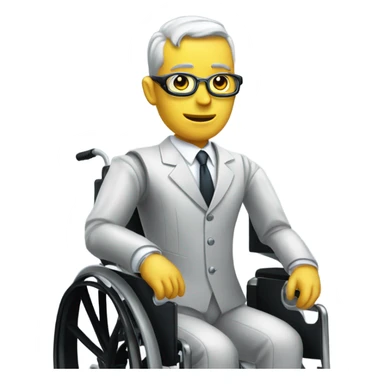 A robot in a suit and tie in a wheelchair sticker