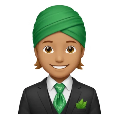 Character wearing green bandana and a suit sticker