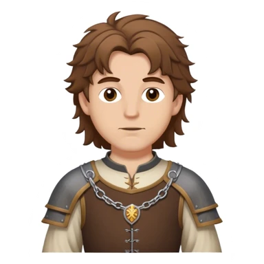 medieval outfit worn by a DnD themed fantasy character. basic low level clothes. clothes only above the waist. The clothes are only above the waist. The character's haven't arms. character is brown hair brown eyes messy hair white man. sticker