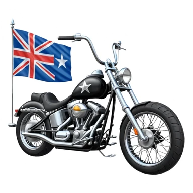 easy rider chopper motorcycle with southern cross flag on tank.  facing towards the left sticker