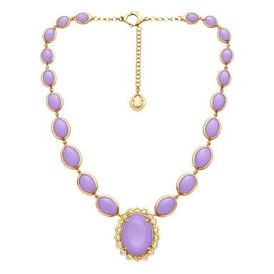 Realistic, isolated, lavender jade, gold necklace sticker