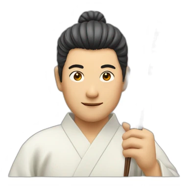 japanese man holding chopsticks sticker