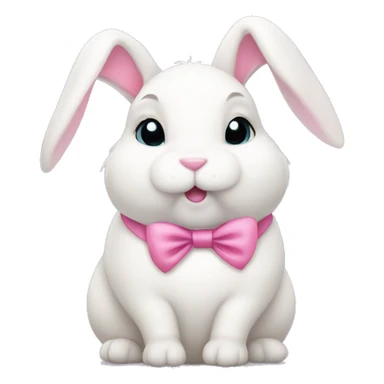 Fat white bunny with pink bow  sticker