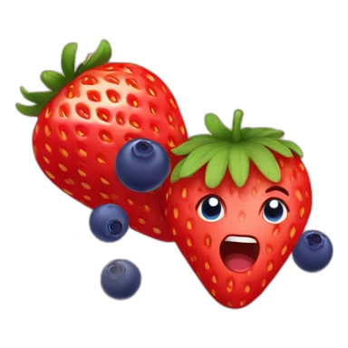 strawberry with blueberry sticker