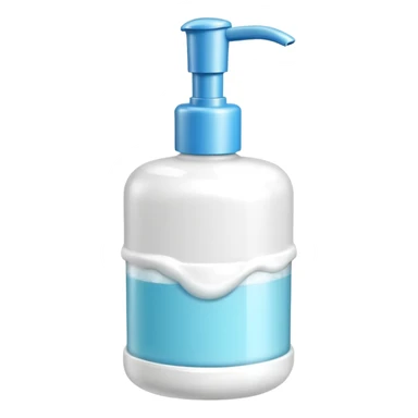 foam pump bottle object icon, soap dispenser with foam on top, glossy plastic, 3D cartoon, mobile game icon style, centered, clean background, no text, no watermark
 sticker