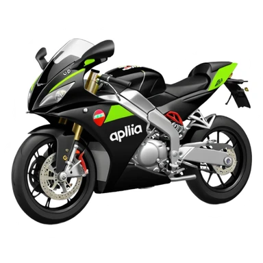 moto sportiva con scritta aprilia nera e solo avanti fluorescente  sticker