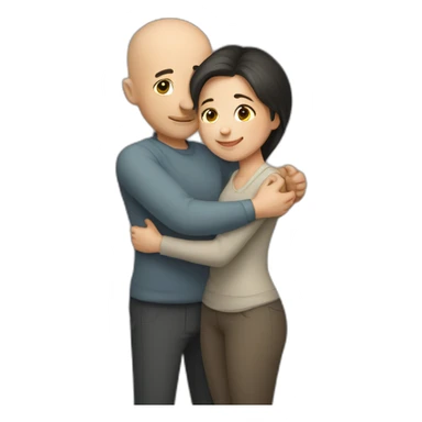 Intimate hug bald man short dark hair woman sticker