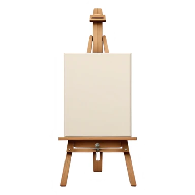 Cinematic Realistic image of a pristine canvas mounted on a sturdy wooden easel, with the canvas’ smooth surface and the easel’s detailed grain rendered in soft natural light, evoking a quiet moment of creative anticipation sticker
