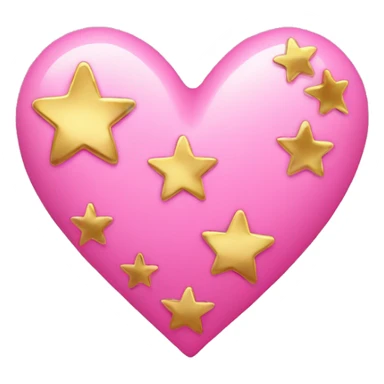 pink heart with gold 4-point stars  sticker