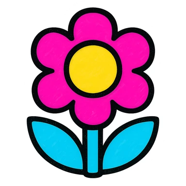 pestal flower icon, flat color, bold lines, contemporary look sticker