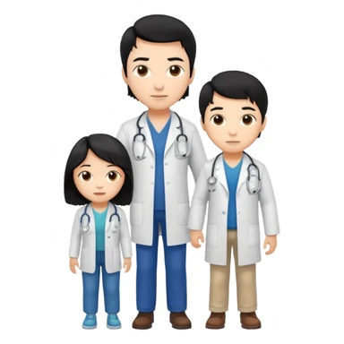 doctor black hair with a kid with casual clothes sticker