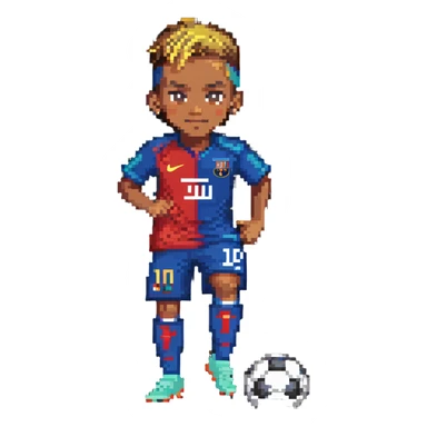 Neymar Jr, Brazilian soccer player with distinctive hairstyle, wearing soccer jersey, in action pose sticker