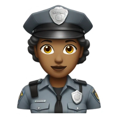 black police woman in light gray uniform sticker