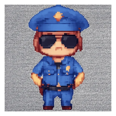 Add sunglasses to the police officer, keep the same style, no background. sticker