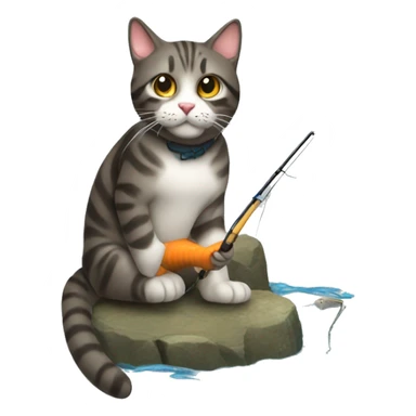 Cat fishing sticker