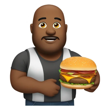 Heavy set man with a burger sticker