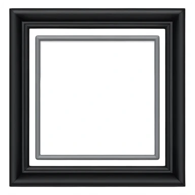 Minimalist emoji-style sticker of an empty rectangular picture frame, with pitch-black center. Clean edges, no texture, grayscale only.
 sticker