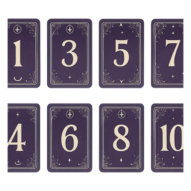 numbers in tarot aesthetics with a dark purple gradient to light purple background sticker
