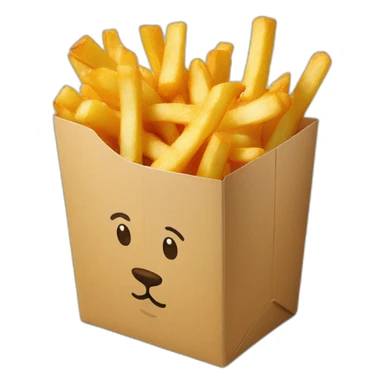 box of fries with lion logo on front sticker