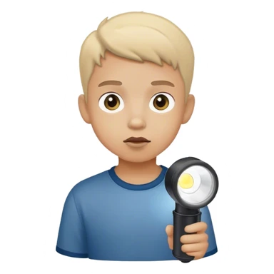 curios boy with flashlight sticker