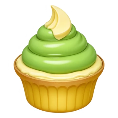 Erstelle eine Birne mit einem Stück geschmolzener Butter  sticker