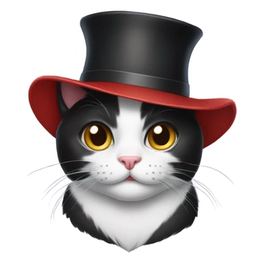 Tuxedo cat in a hat sticker
