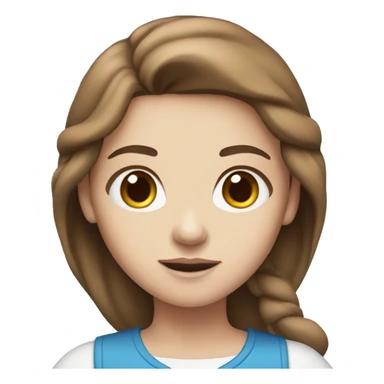 brown-haired girl with white skin and blue eyes sticker