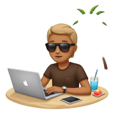 laptop und im hintergrund einen strand sticker