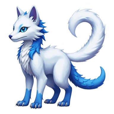 Kawaii dark edgy fantasy ethereal feline-vernid-sergal-fursona animal creature with a tufted tail full body sticker