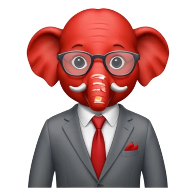 red elephant in a suit and glasses sticker