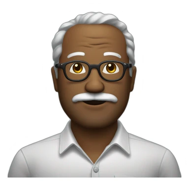 Un homme légèrement dégarni plutôt vieux, avec de grosses lunettes noires, une chemise de papi, une barbe mal rasé sticker