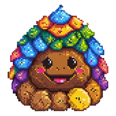 Pile of poo emoji with rainbow gradient colors, cute smiling face sticker